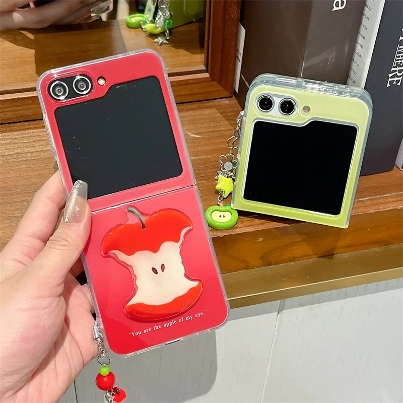 

Apple Red Phone Case For Samsung Galaxy Z Flip 7 6 5 Protective Back Cover For ZFlip5 ZFlip6 ZFlip7 Case Shell