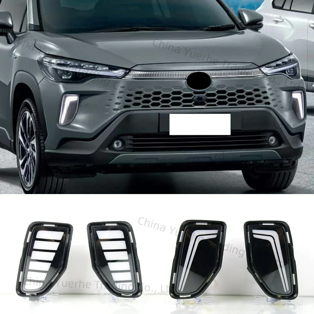 Car LED DRL Daytimes Running Light For Toyota Corolla Cross 2024 Daylights wtih Dynamic Turn Signal Driving Fog Lamp cover