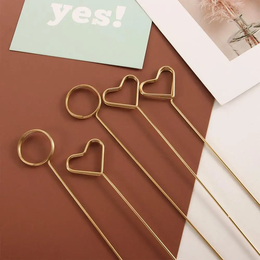 Gilded 10pcs Message Card Stand Wedding Birthday Packing Card Holder Postcard Clip Inserting Rod Party Decoration