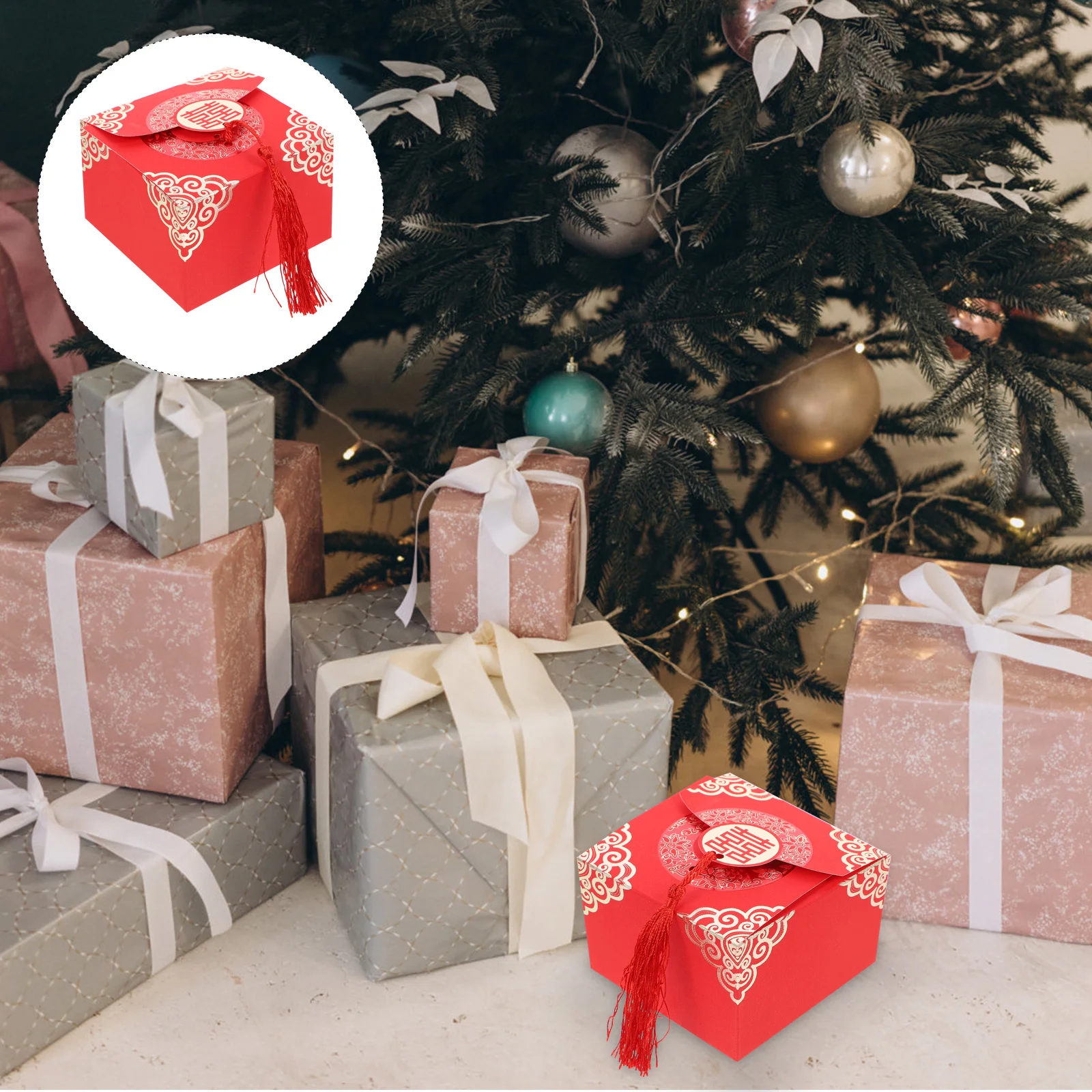 

20 Pcs Chinese Candy Box Bulk Favors Boxes Snack Storage Wedding Chocolate Gift Paper with Tassels Bride