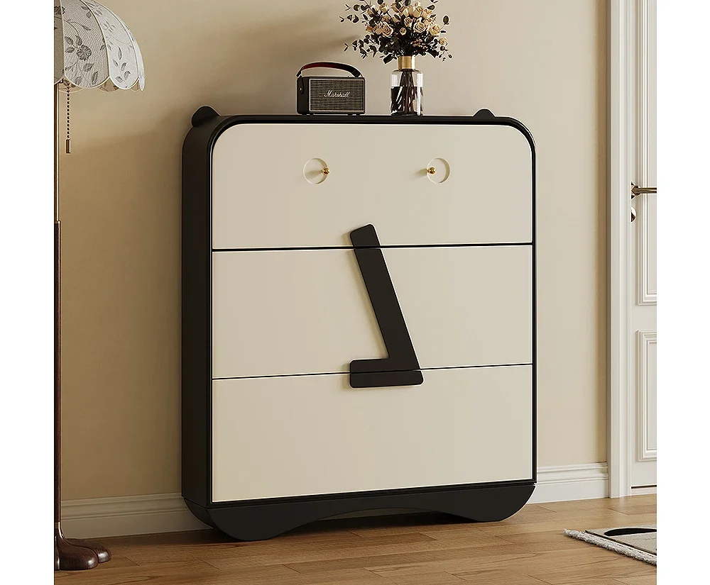 

Кремовый стиль Дизайнерская маленькая квартира Чрезвычайно узкий домашний наклонный шкаф для обуви Домашняя внутренняя интегрированная стена