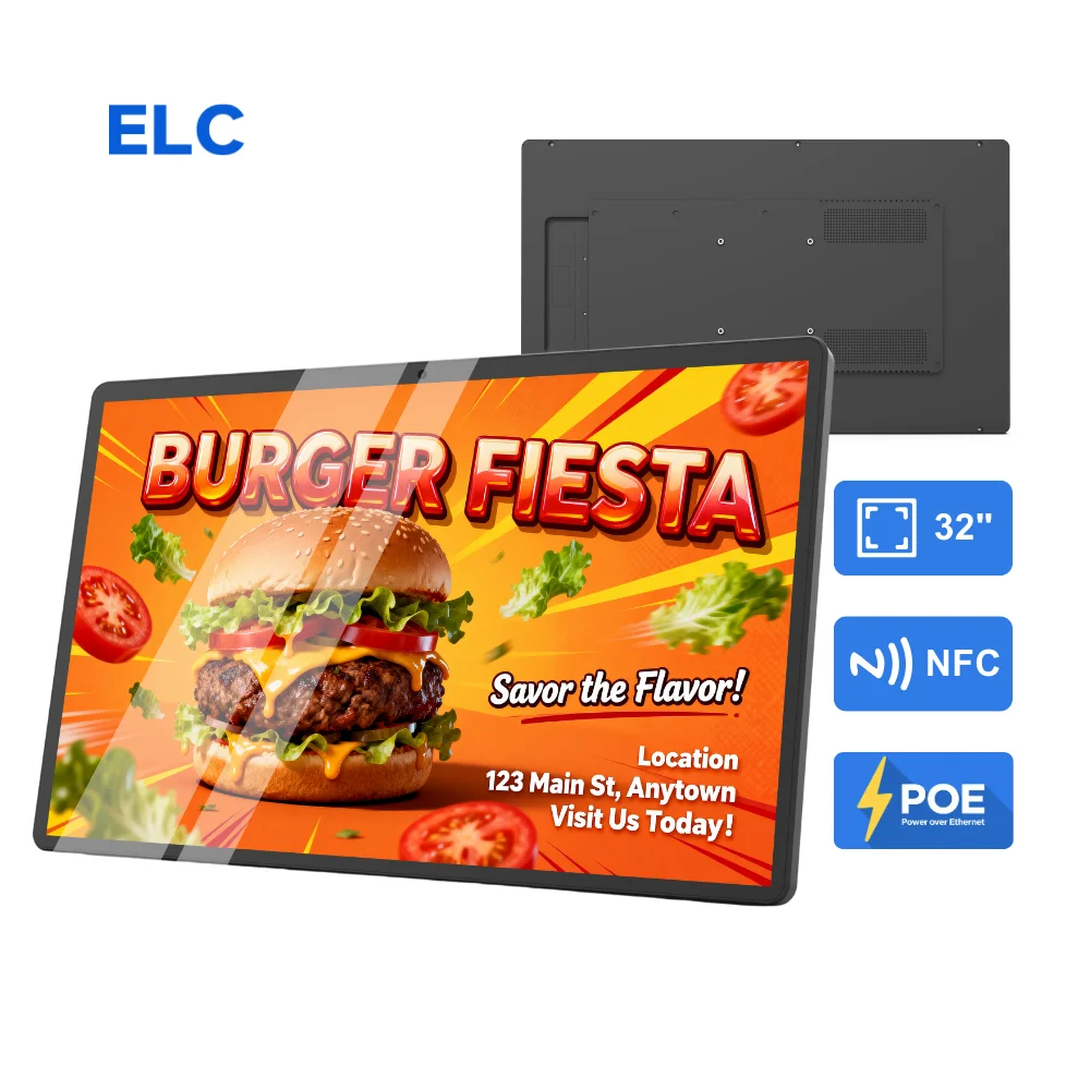 Elc Wf-Series Rk3588S2 6 Tops 4+64Gb Android 13 300 Nits IP65 Wall-Mounted POE Tablet LCD Display for Shopping Mall Advertising