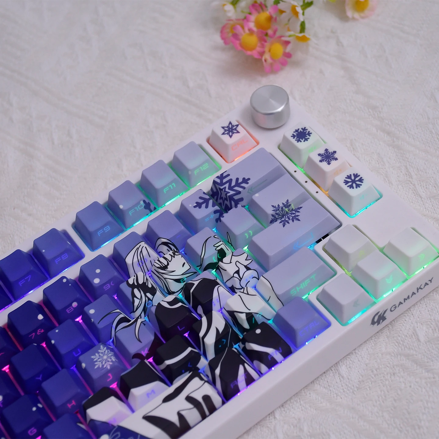 

Wooting60 side engraved keycap PBT original highly transparent snow wolf keycap atk68 wolf F spider 87F99F98 key
