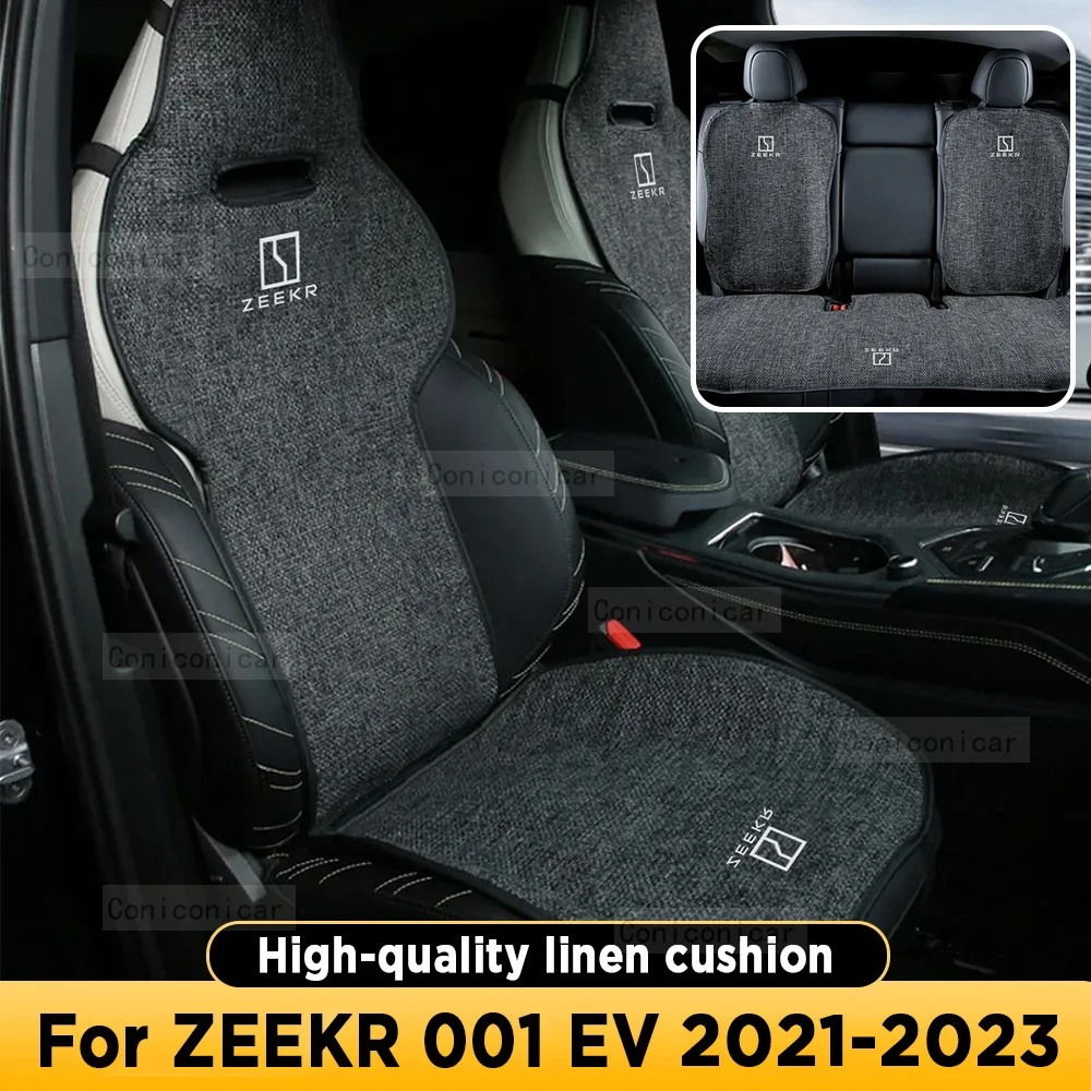 

For ZEEKR 001 EV 2021-2023 Four Seasons Car Seat Cover Breathable Linen fabric Car Seat Cushion Protector Pad Front Fit Most