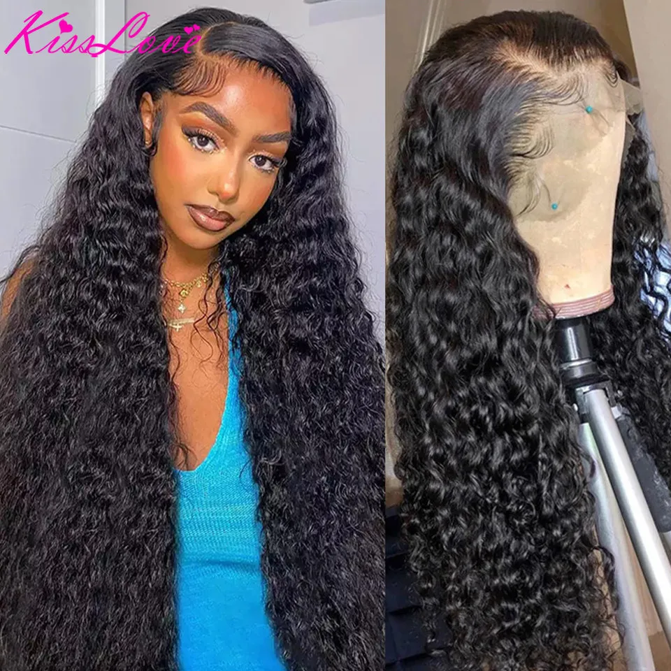 34 32 Inch Brazilian Deep Wave 13x4/13x6 Lace Front Wig Transparent Curly Human Hair Lace Wigs Glueless HD 5x5 Lace Closure Wig