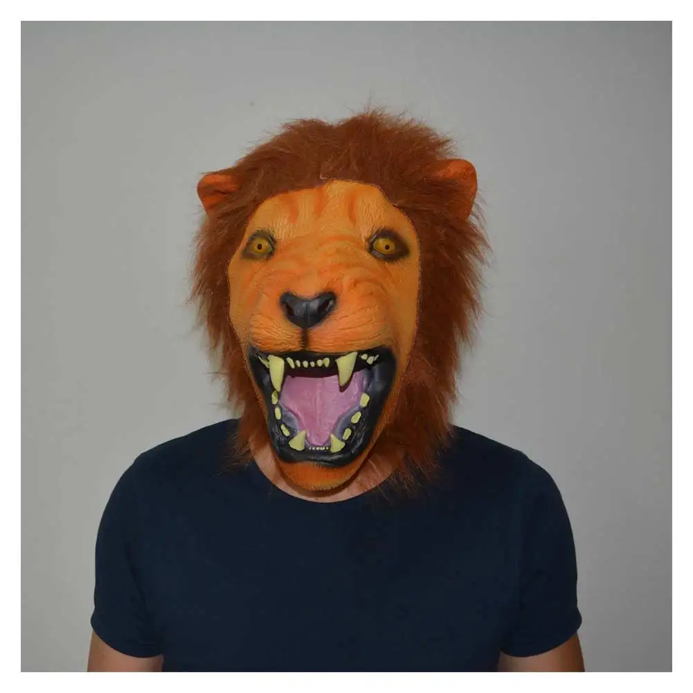 Wholesale Nature Animal Lion Cosplay Role Play Mask Adult Latex Helmet Stage Costume Accessories Full Head Men Props Fantasy