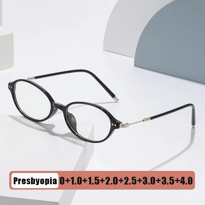 

Women's INS Style Presbyopia Glasses Small Oval Frame Literary-Chic Frame Blue Light Blocking Reading Glasses Diopter 0 To +4.0