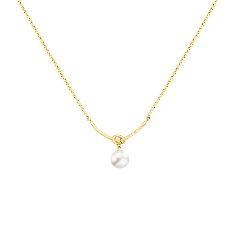 Huitan Simple and Elegant Round Imitation Pearl Pendant Necklace for Women Korean Fashion Girls Necklace Sweet Statement Jewelry