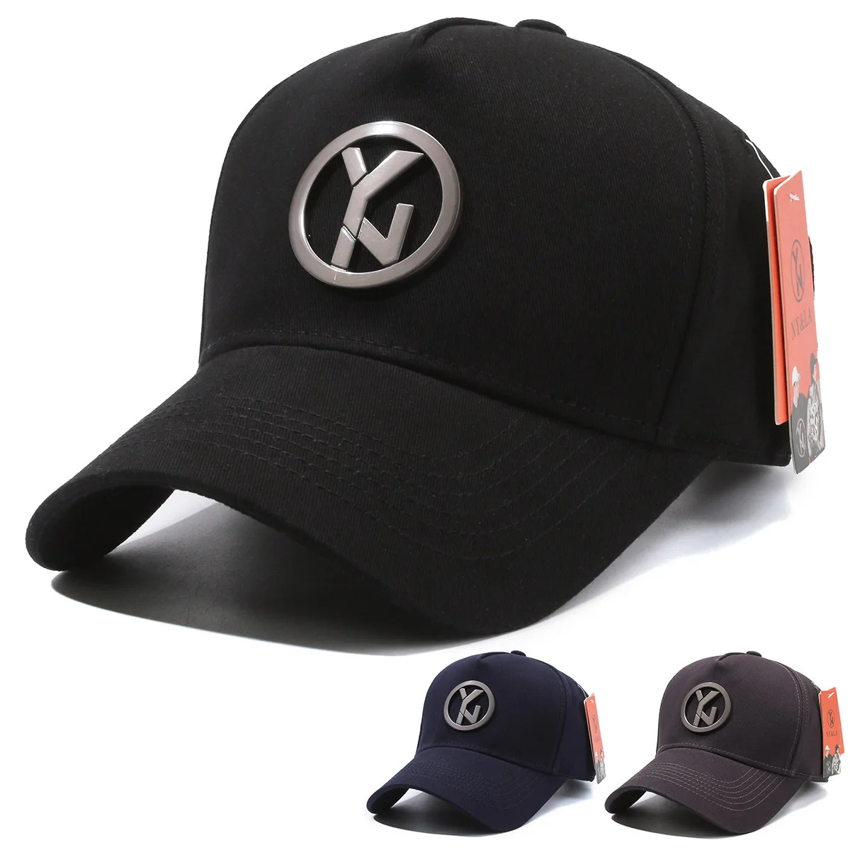 

Шляпа Весенне-осенняя бейсболка с вышитым алфавитом Железная этикетка Большая окружность головы Кепка с козырьком Уличная мода Тенденция Повседневная