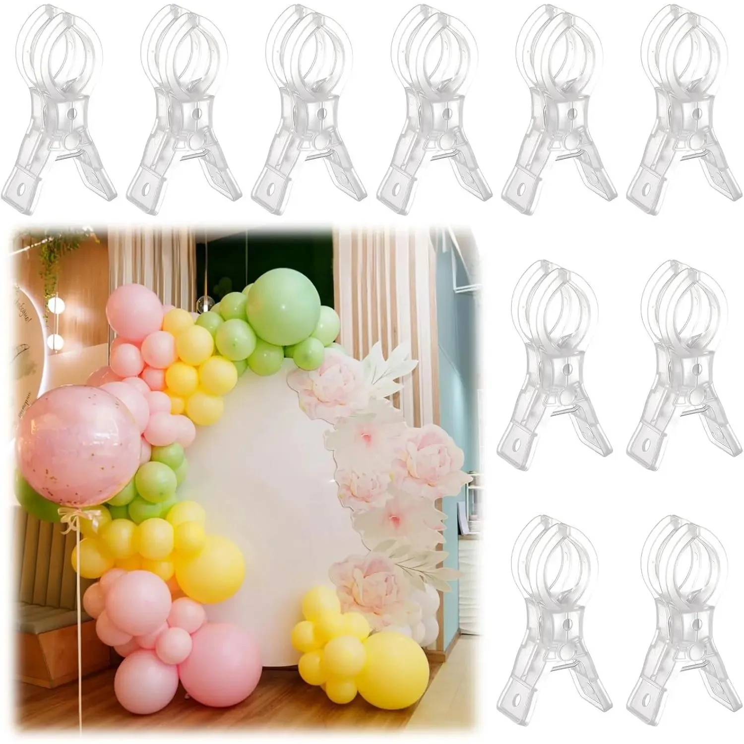 5/20Pc Non-slip Balloon Arch Clip Transparent Plastic Multipurpose Spring Clamp Durable Windproof Clips Balloon Photography Deco