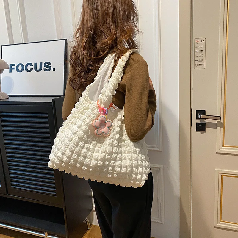 

Корейская сумка с пузырьковым облаком, повседневная портативная сумка, модная сумка на плечо, большая вместительная сумка для покупок, сумка для девочек с верхней ручкой, кошелек