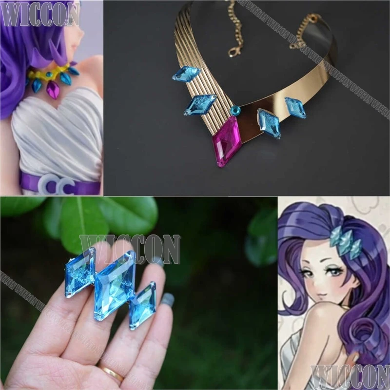 Rarity RR Anime My Pony Cosplay Prop peluca rizada púrpura 90cm pelo pestañas Clip collar mujer chica fiesta de Halloween personalizado