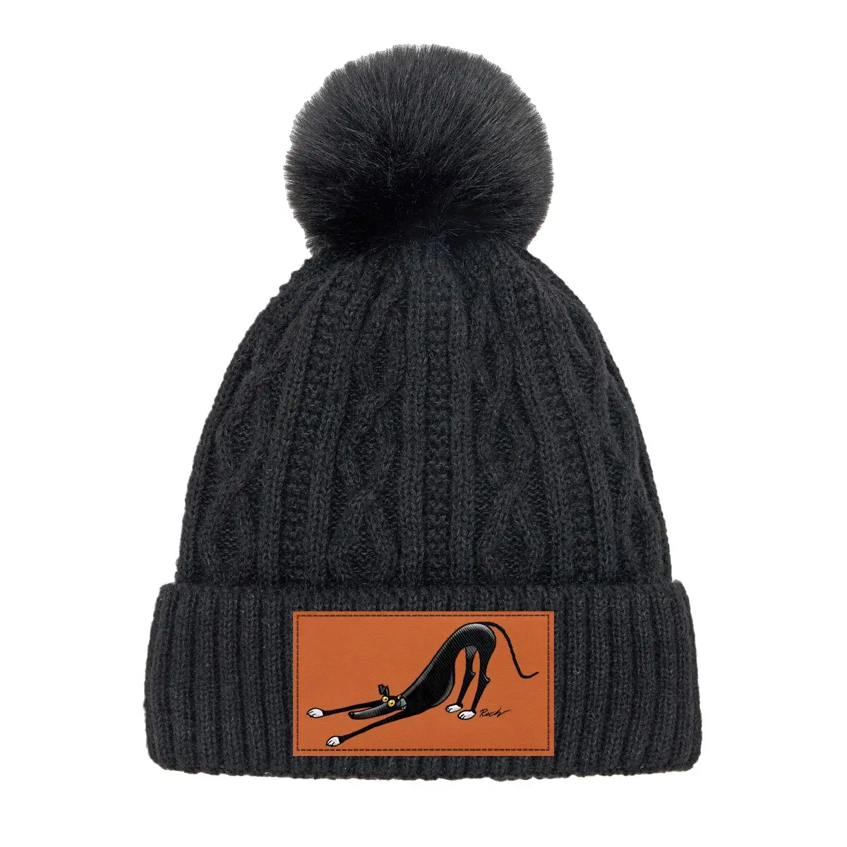 Gorro de punto con pompón elástico de dibujos animados de Pantera Flex Art Chic para citas, compras, paseo urbano
