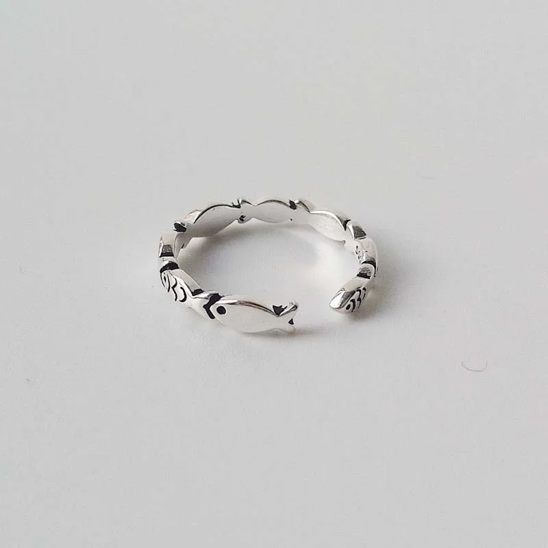 Fashion Silver Color Fish Open Rings for Women Simple Creative  Adjustable Statement Finger Ring Jewelry Accessories Gift image 6