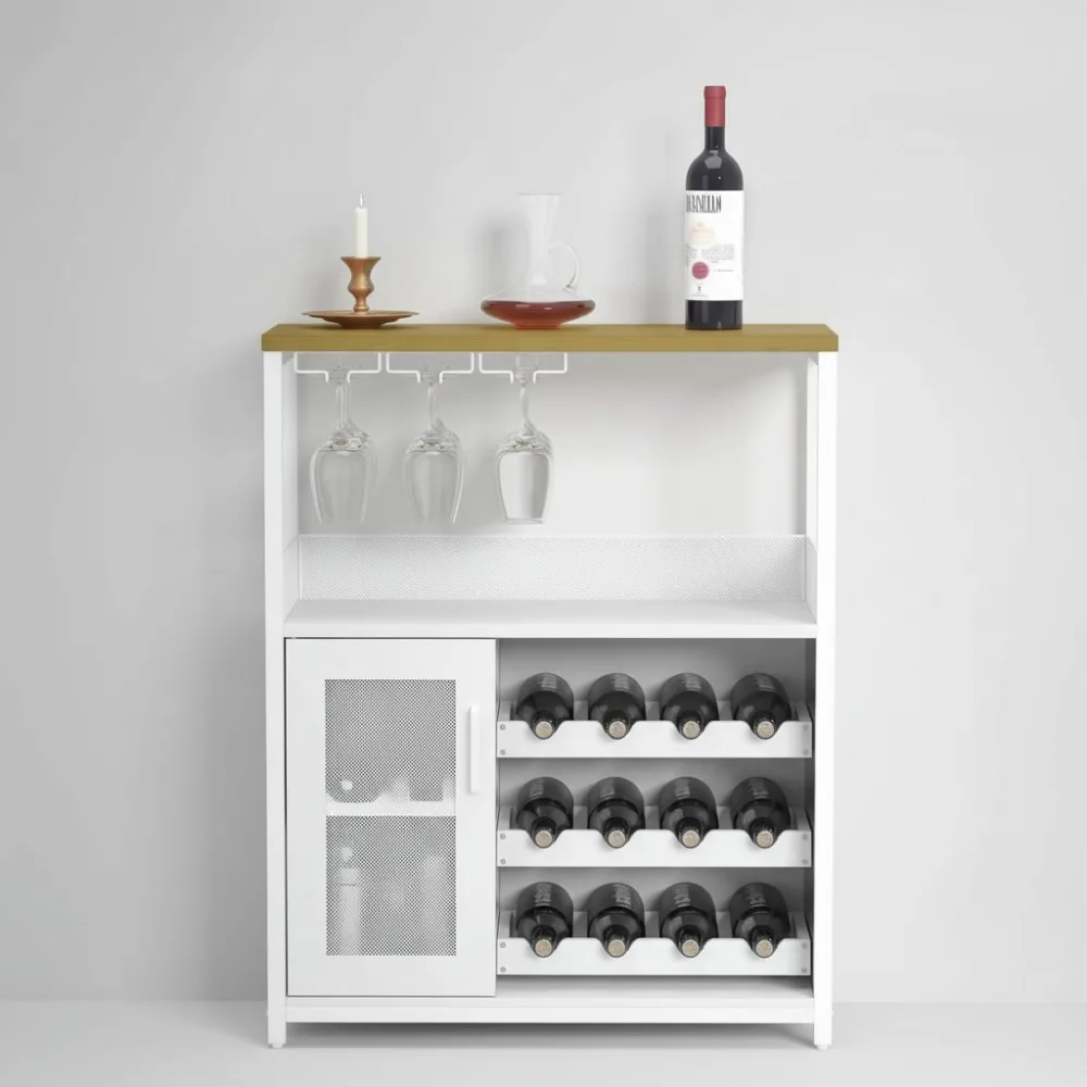 

Современный шкаф для винного бара со съемной стойкой, стеклянным держателем и сетчатой дверью — решение для хранения в кухне и гостиной