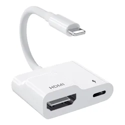 Adaptador de TV Compatible con Lightning a HDMI, convertidor AV Digital HD de 1080P para iPhone, iPad a TV, Compatible con proyector/Monitor