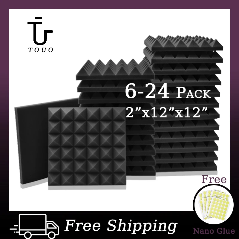 TOUO Studio Acoustic Foam Panel 6/12/24 Pcs Soundproof  Foam Board For KTV Room Sound Proof Foam Panels Sponge Pad