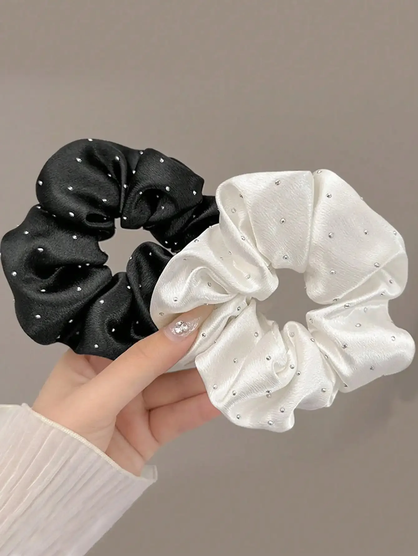 3 Pcs Crystal Dot Scrunchies Hair Rings Fashion Hair Accessories for Women Girls Party Ponytail Holder Hair Accessories image 2