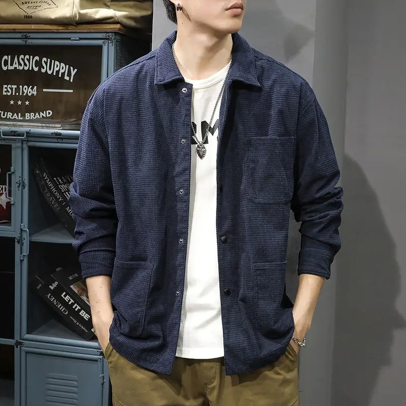 

Новая весенняя куртка, мужская свободная и универсальная рубашка с длинными рукавами в стиле ретро, весенне-осенняя модная брендовая повседневная куртка JJ426