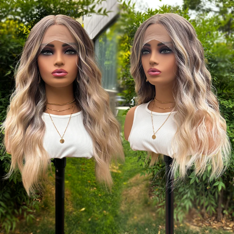 Snowdrop Blonde Synthetic Wig Natural Lace front Wig Tangle Free Soft Curly Wigs Women for Daily Use