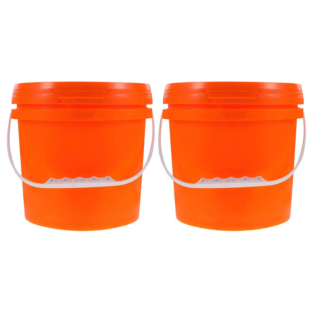 

2 Pcs Paint Bucket with Lid Packaging Barrel Heavy Storage Holder Gallon Plastic Can Container