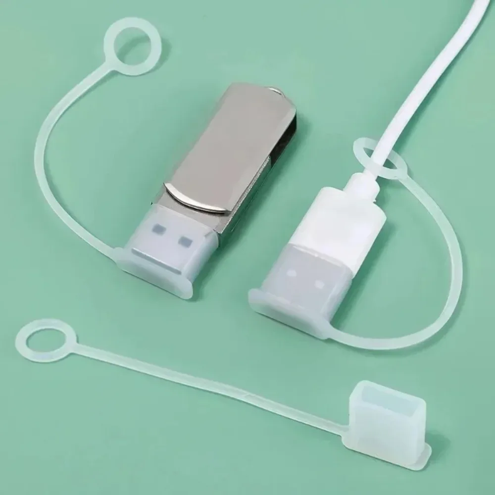 USB Type-C Charging Port Transparent Dust Plug with Rope Anti-Lost Dustproof Protector Cap Stopper Data Cable Type C Clear Cover