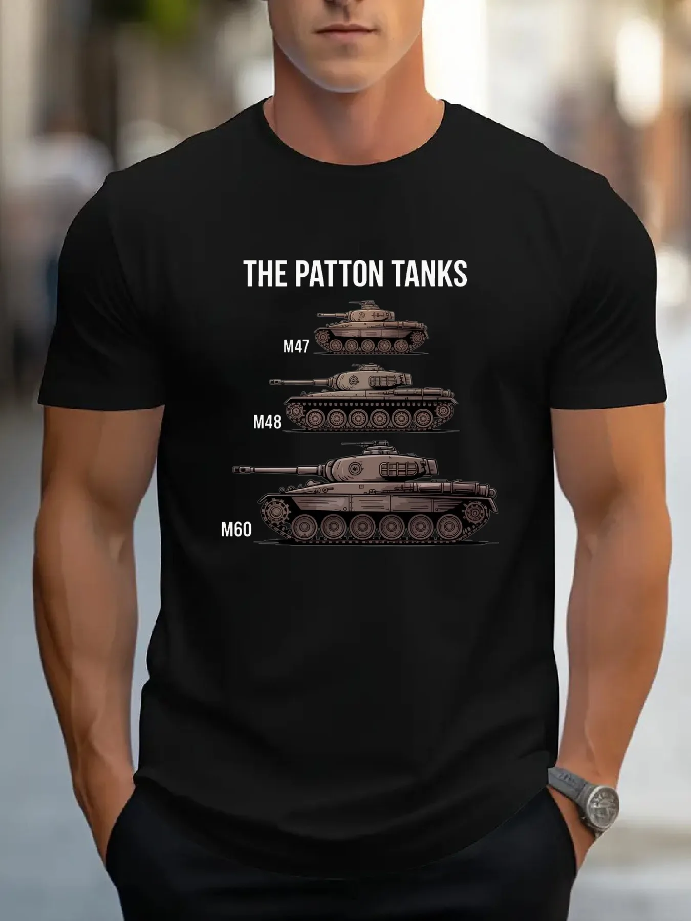 Retro US Army M47 M48 M60 Patton Tanks T-Shirt 100% Cotton O-Neck Short Sleeve Summer Casual Mens T-shirt Streetwear