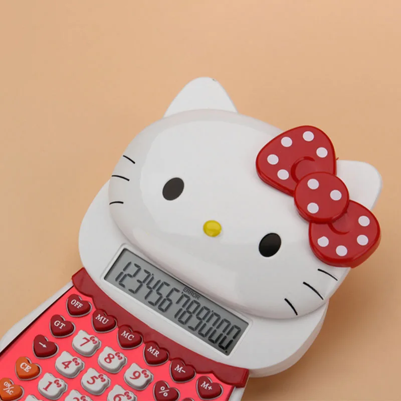 Kawaii Hello Kittys Calculator Cartoon Kt Cat Doll Style Slider Dual Power Supply Computer Student Arithmetic Office Supplies