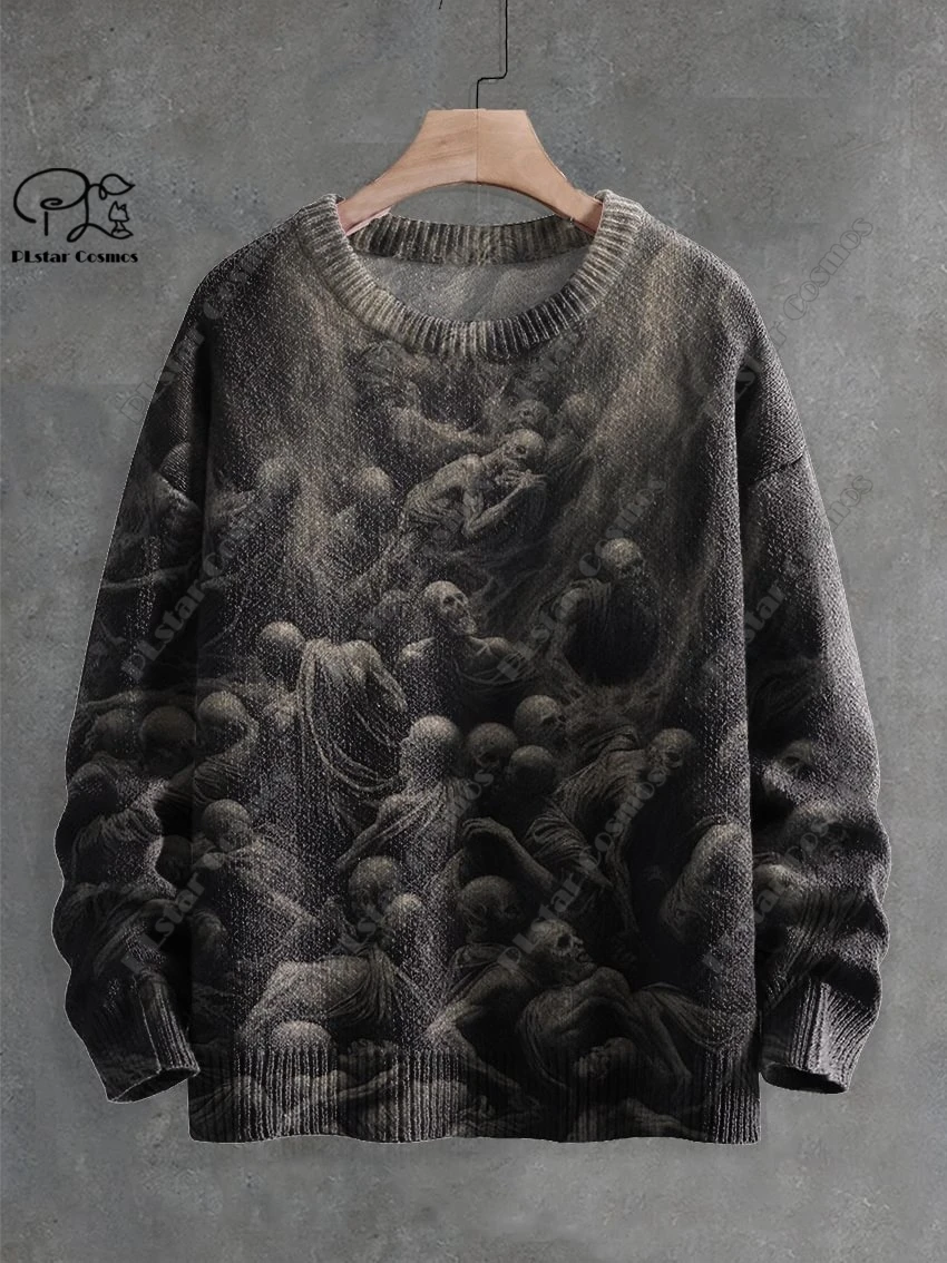 Sudadera con estampado 3D de Halloween, suéter con diseño de Calavera, fantasma, bruja, Gato Negro, calle, informal, invierno, W-7