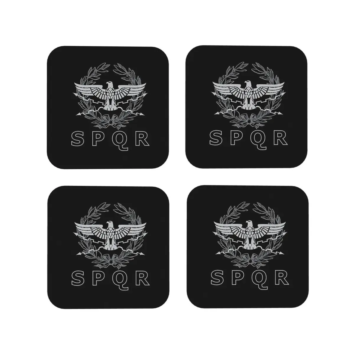 Spqr The Roman Empire Emblem Coasters Kitchen Placemats Waterproof Insulation Cup Coffee Mats For Decor Tableware Pads Set of 4