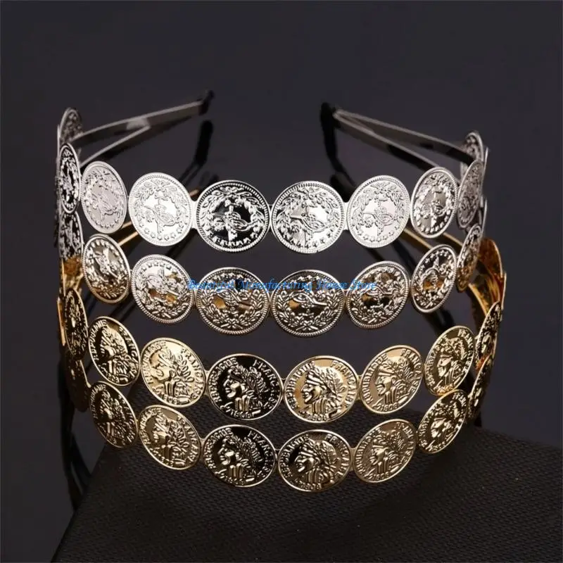 E56A Golden Belly Dance Hairband With Metal Embellishments For Women's Stage Shows Themed Celebrations Festivals Decors