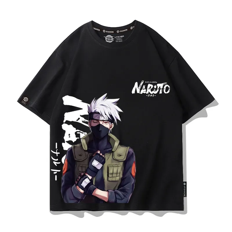 Fashionable New Children's T-shirt Anime Naruto Co Branded Cartoon Print Parent-child Outfit Casual Trend Short Sleeved Shirt