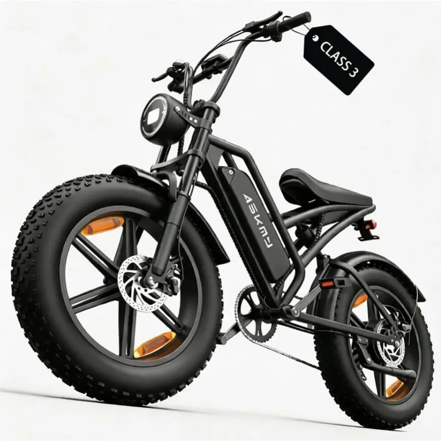 

Electric Bike Fat Tire for off-road use, aluminum alloy frame, black color, 750W continuous motor with 28MPH top speed and 50-6