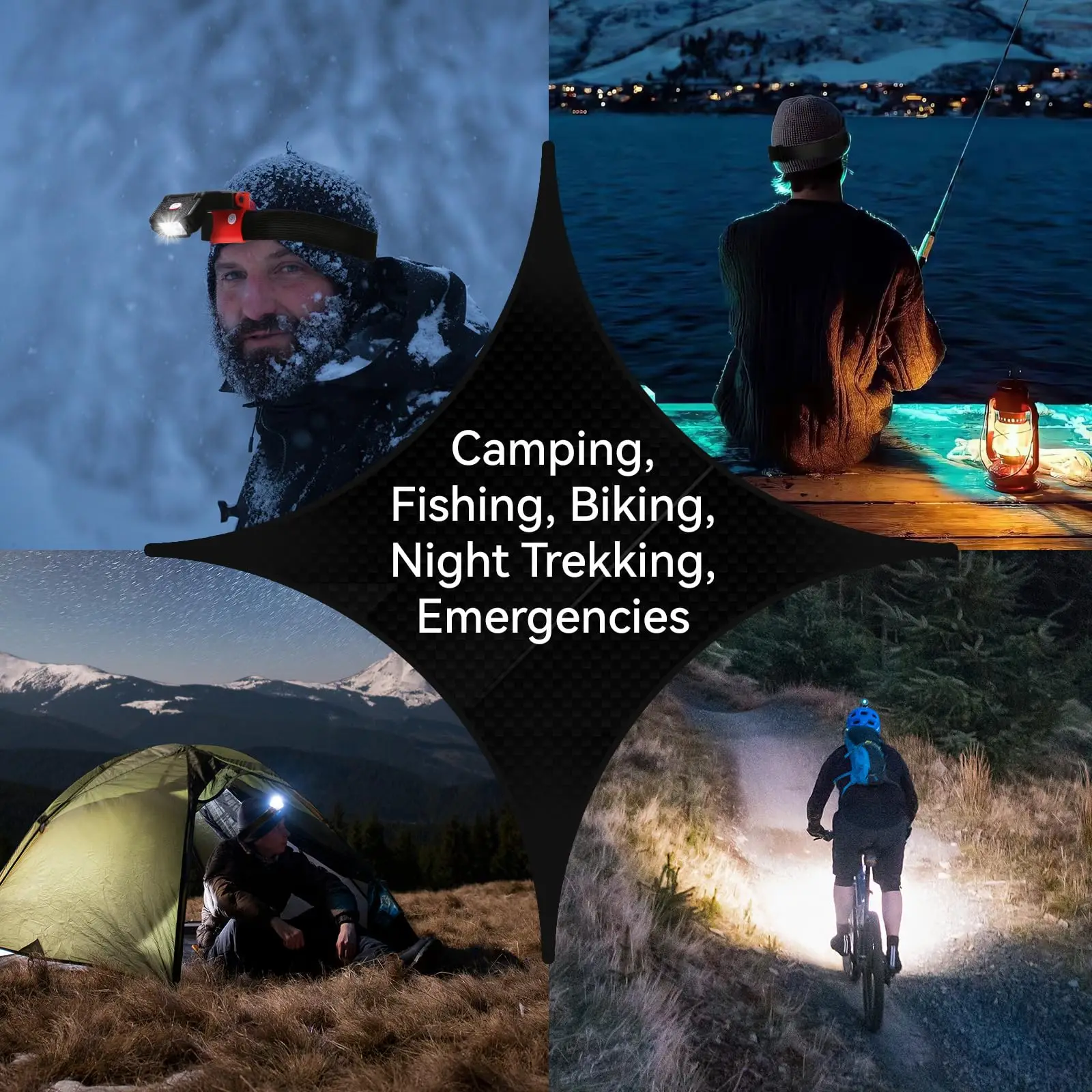 كشافات أمامية بمشبك غطاء بمستشعر LED صغير قابلة لإعادة الشحن USB مقاومة للماء 90 °   ضوء حر اليد قابل للتعديل للتخييم والصيد والجري