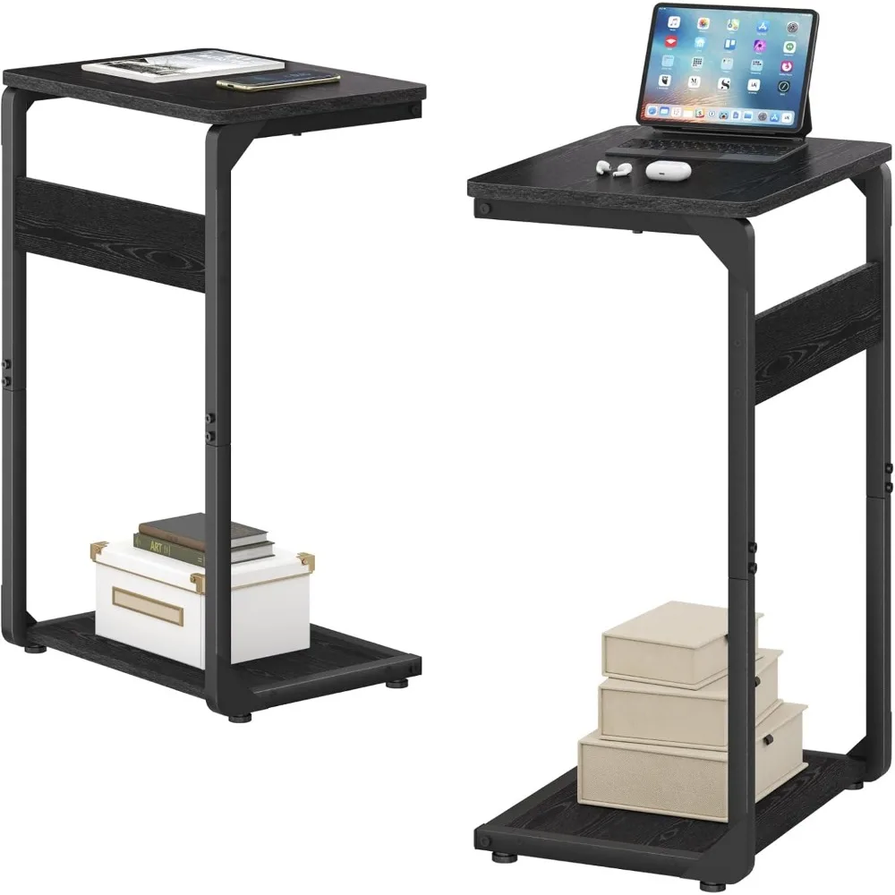 

C-Shaped End Tables, TV Trays Set of 2, Small Side Table for Couch, Sofa Table for Living Room, Bedroom, Bedside ET-YB-BKW2