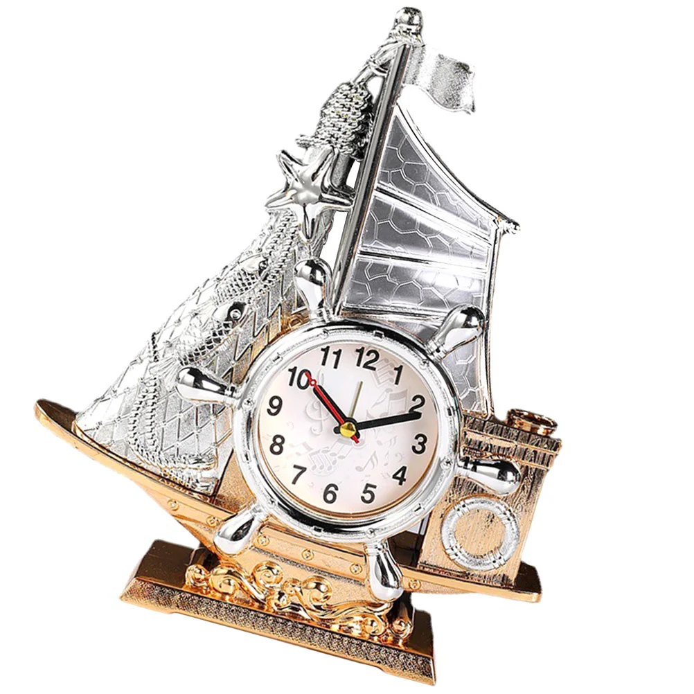 

Digital Pointer Alarm Style Plastic Tabletop Clock Decor For Home Office Desk Shelf, Lifelike Small Ship Ornament, Bedroom