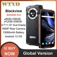 Blackview BV9300 Pro Rugged Phone 8GB/12GB+256GB 15080mAh 6.7'' Display Android 13 MediaTek Helio G99 33W NFC 4G Smartphone