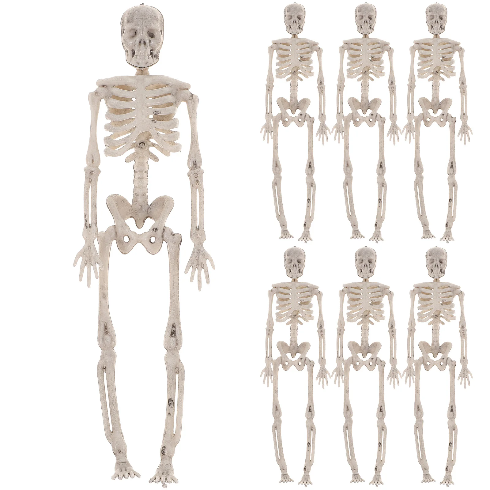 

6 Pcs Halloween Decorative Skull Plastic Toy Small Bones Model Movable Prank Prop Ghost Festival PartyHaunted