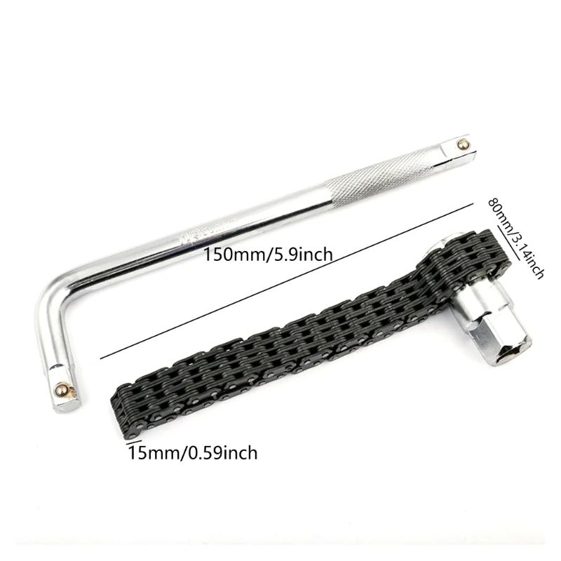 Compactly Automotive Engine Oil Filter Removal Tool Double Chain Design Heavy dutys Steel Construction Wide Compatibility