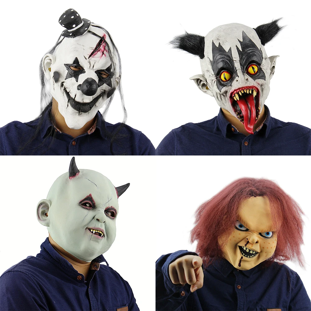 Maschere horror di Halloween Maschera da vampiro monstruo zombie per adulti Costume in lattice Festa di carnevale Casco a testa intera Casa stregata Prop