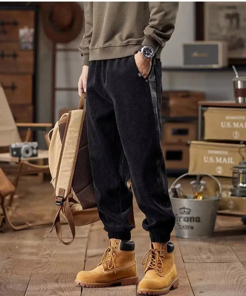 2024 new autumn and winter casual pants fashion brand color pair pants high sense of fashion men's pants