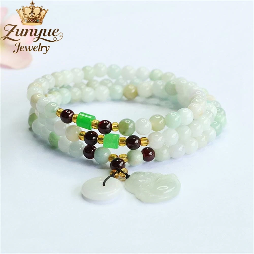 

Natural A-Grade Burmese Jade Buddha God Multi-Ring Bracelet Luxury Quality Jewelry Fashion Jewelry Exquisite Charms Elegant Gift