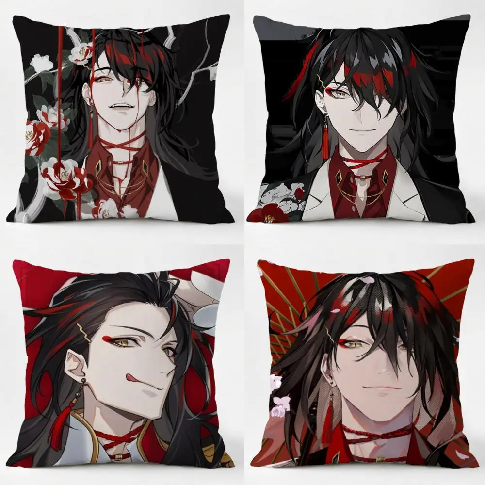 Vtuber V-Vox Akuma Cushion Cover Daily Washable Linen Pillowcase Soft  for Sofa Bed Home Room Decor