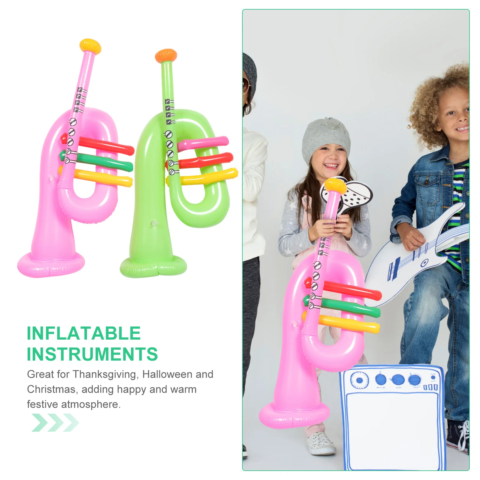 3 Pcs Inflatable Musical Instrument Toys Funny Pvc Portable Inflation Kids Party Props