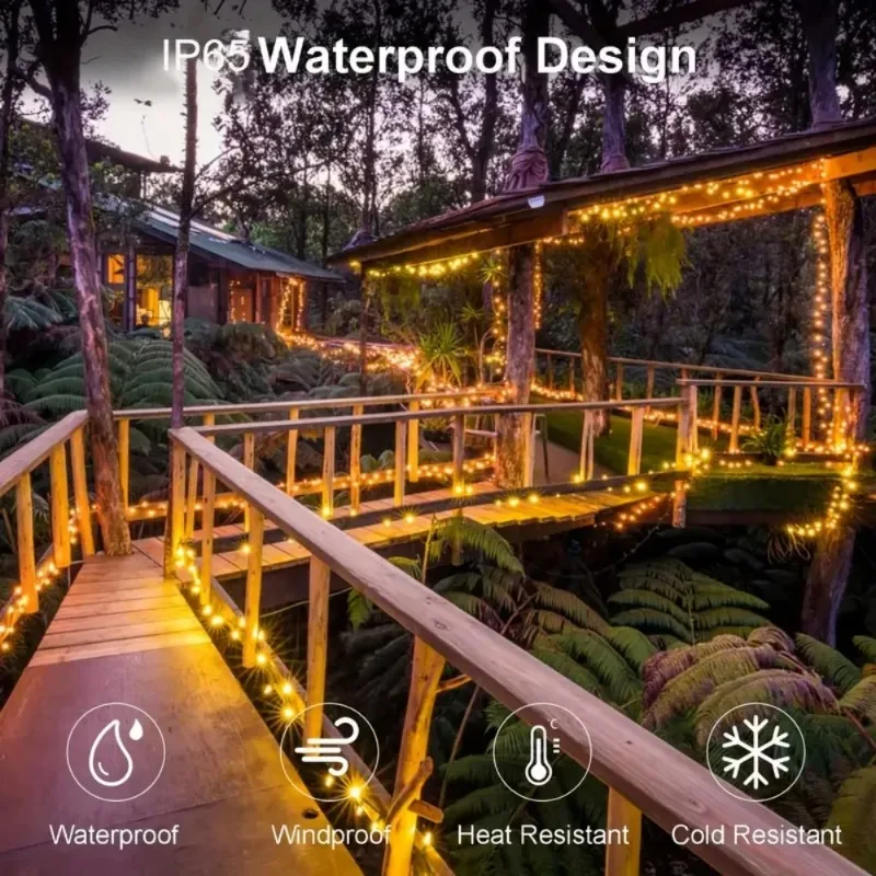 Solar LED-licht Outdoor Garden Fairy Light String LED Twinkle Lamp Bruiloft Kerstslinger Yard Street Tree Fence Decoratie