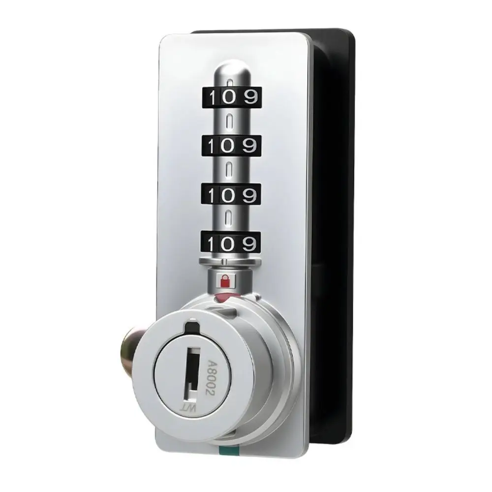 Zinc Alloy Combination Cabinet Lock 4-Digit Automatic Reset Number Security Lockset Red-Green Indicator Emergency Key