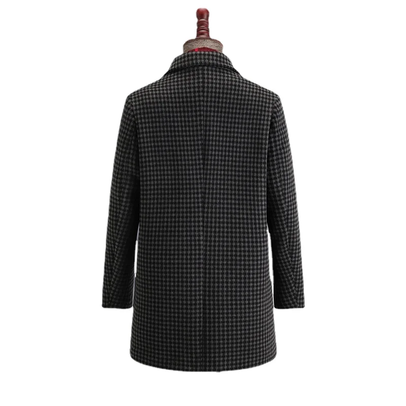 5XL 6XL 7XL 8XL 9XL Plus Size Men\'s Clothing Houndstooth Loose Long Wool Coat Autumn Winter Brand New Fashion Fat Jacket