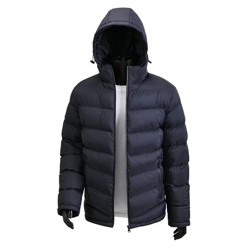 

Men's winter new solid color loose hooded padded jacket fashionable and casual