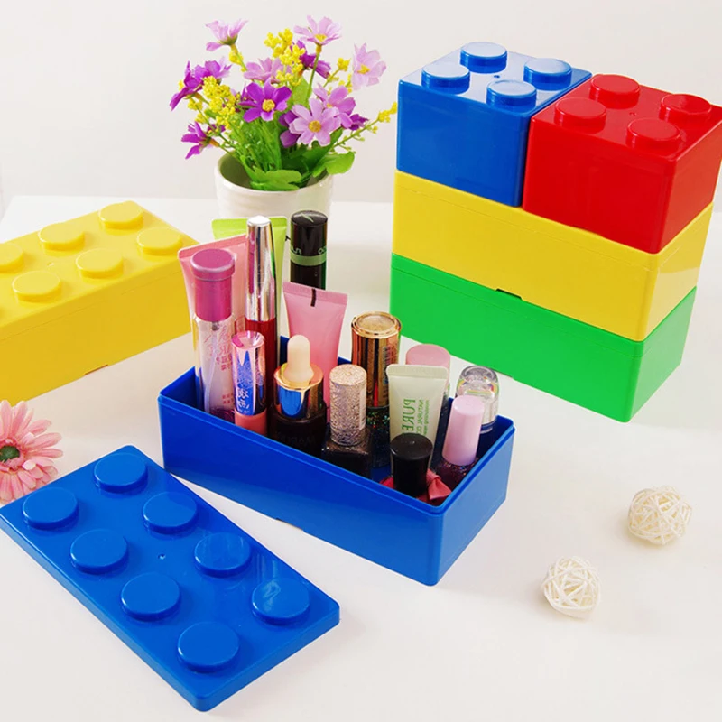 Building Blocks Desktop Storage Box Organizer for Sundries Stationery Cosmetic Container Case Saving Space Office Storage Box