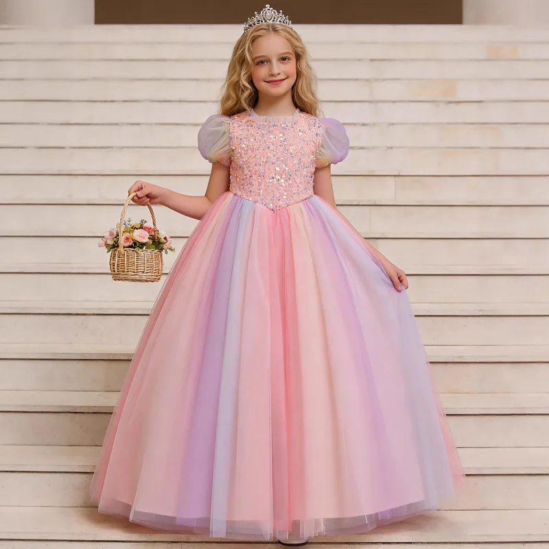 

New European and American style birthday performance tulle princess dress for girls